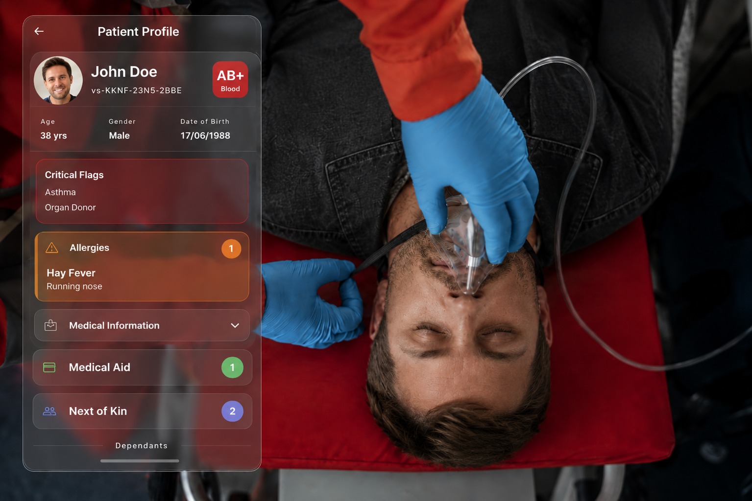 Responder helping with emergency information at hand