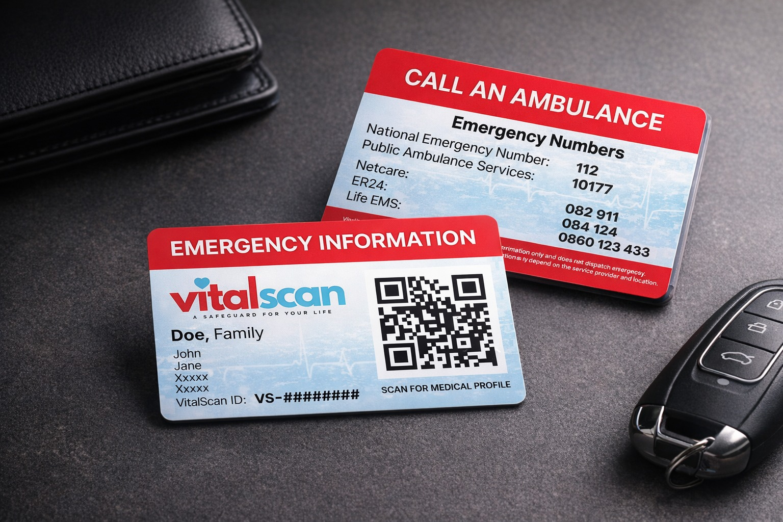 VitalScan membership and emergency QR cards