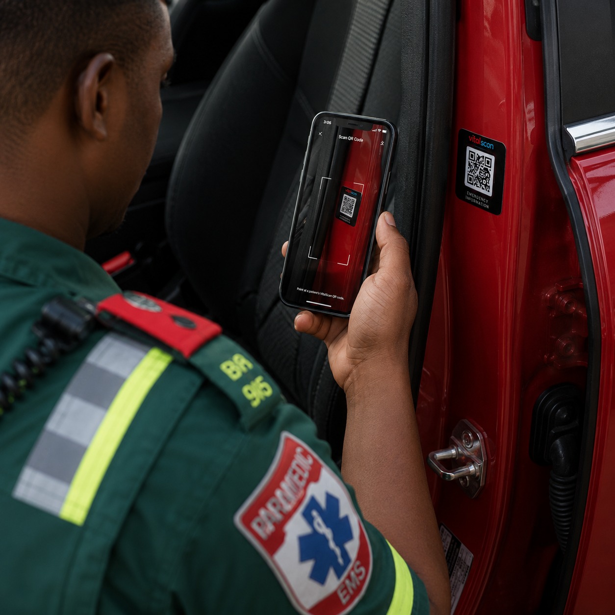 First responder scanning a VitalScan tag